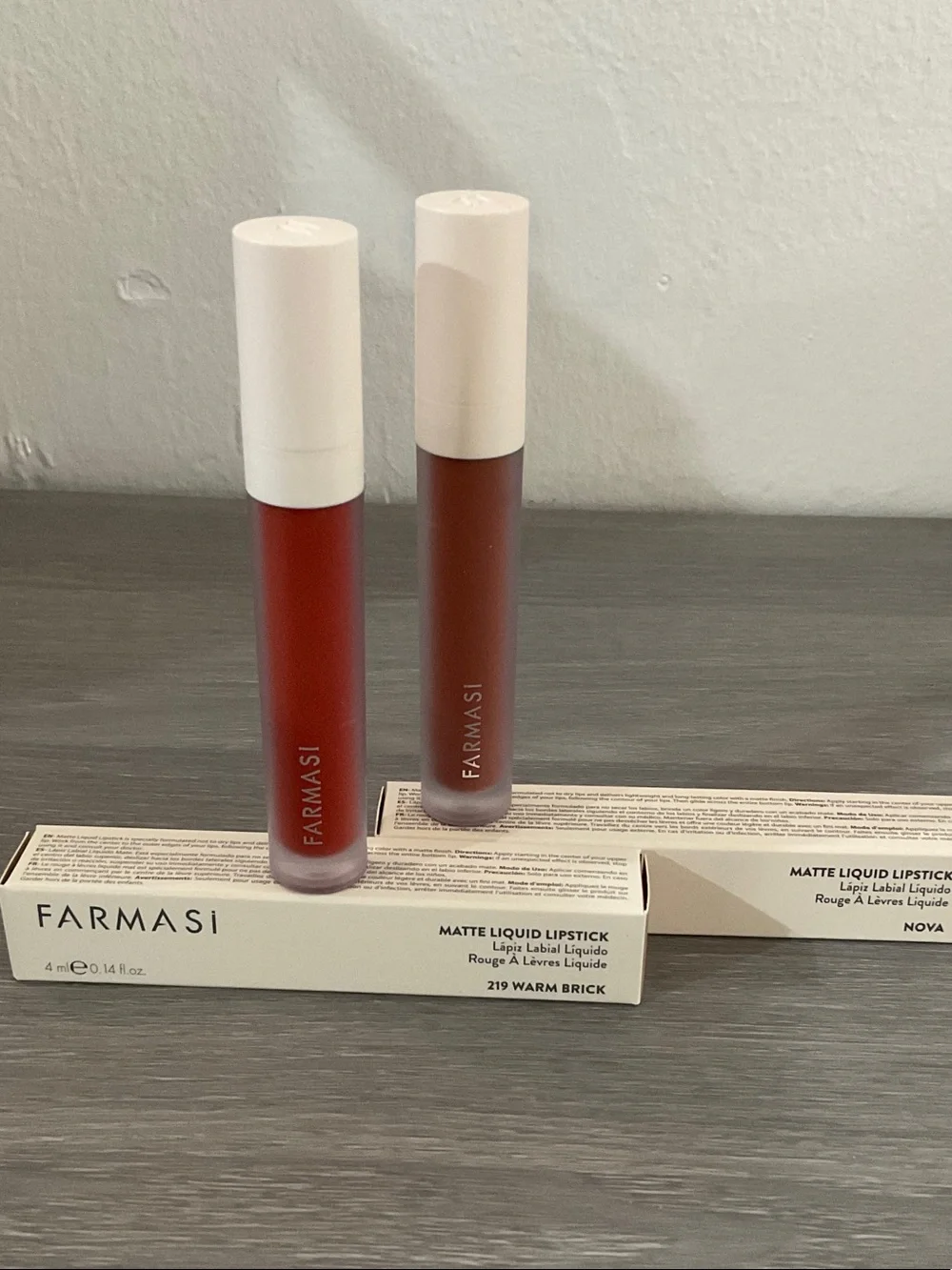 Farmasi Matte Liquid Lipstick Duo — Warm Brick & Nova Red Tones